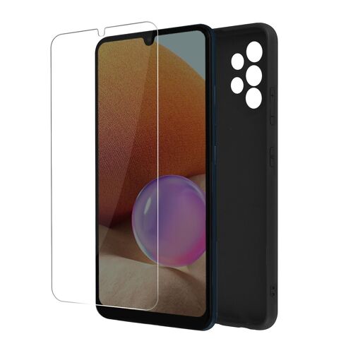 Housse Pour Galaxy A32 4g Soft Noir Et Trempé 9h Clair