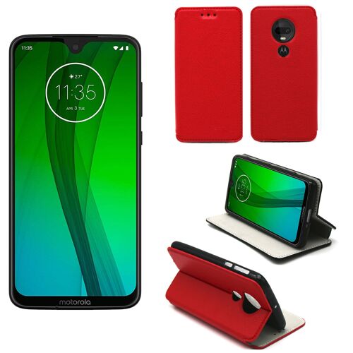 Etui luxe Motorola Moto G7 PLUS (G7+) 4G rouge Ultra Slim Cuir PU avec stand - Housse coque de protection Motorola Moto G7 PLUS (G7+) smartphone 2019 - Accessoires pochette cover XEPTIO case