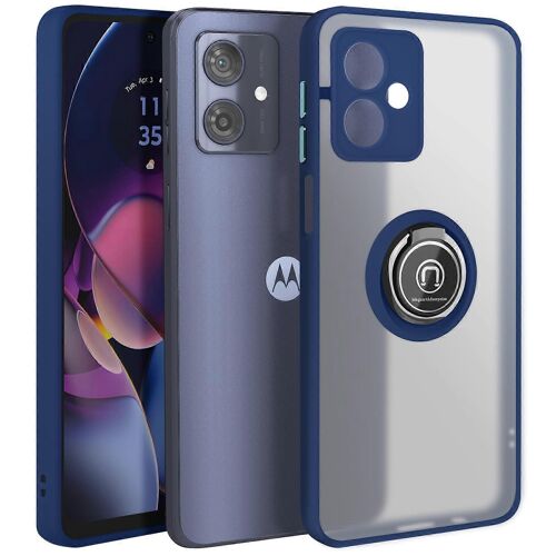 Étui Pour Support Vidéo Motorola Moto G54 Metal Ring, Bleu Foncé