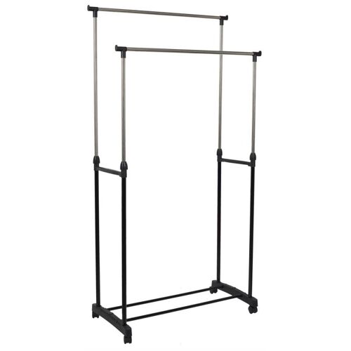 Portant à Vêtements Roulettes "Double" 160cm Noir
