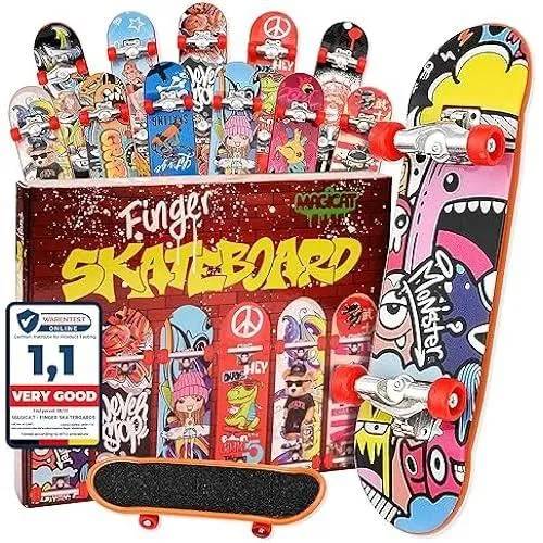 Magicat Mini Skateboards ¿ 12 Planches à Doigts stylées, Jouet, Skateboard pour fête I Jeu de Planche pour garçons et Filles I Petit