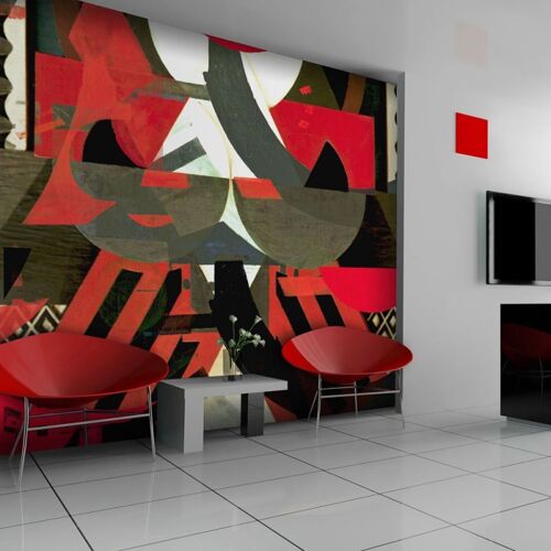Papier Peint "Composition Artistique en Rouge" 309 x 400 cm