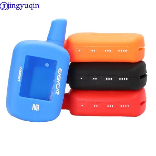Jingyuqin housse de clefs en silicone 2 voies | Pour EASYCAR E9 Version russe, système d'alarme de voiture, porte-clés de télécommande LCD