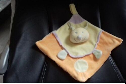 Gerca - Doudou Plat Carré Hochet Abeille/Insecte Orange/Jaune Et Mauve