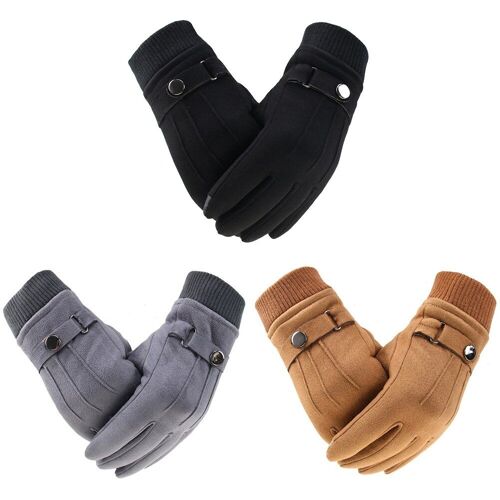 Gants D'hiver En Daim Pour Hommes, Chauds, Fendus Au Doigt, Pour Le Sport En Plein Air, La Conduite, La Conduite, Avec Boucle, Mitaines Pour Écran Tactile, Cyclisme