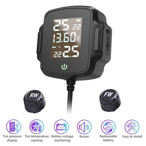 Système D'alarme Tpms De Surveillance De La Pression Des Pneus De Moto, Avec Qc 3.0, Chargeur Usb Pour Téléphone Et Tablette
