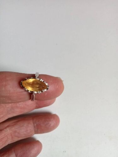 Bague Ancienne Argent Avec Pierre Citrine Diamètre Interieur 18 Mm