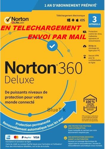 Avec Cb Norton 360 Deluxe Esd Abo 3 Appareils - 3app - 1 An - 25gb Cloud - Envoyé Par Mail