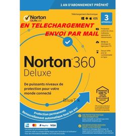 Avec Cb Norton 360 Deluxe Esd Abo 3 Appareils - 3app - 1 An - 25gb Cloud - Envoyé Par Mail
