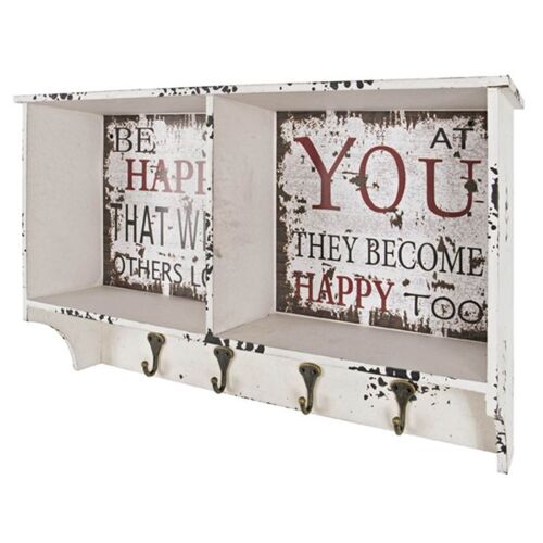 Patère Murale "Crochets & Compartiments" 65cm Blanc