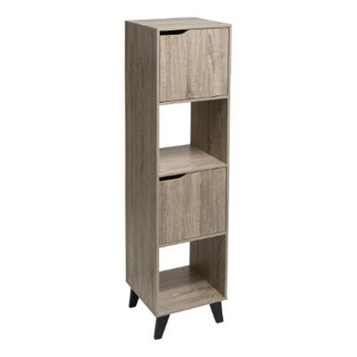 Étagère 4 Niveaux "2 Niches & 2 Portes" 146cm Naturel