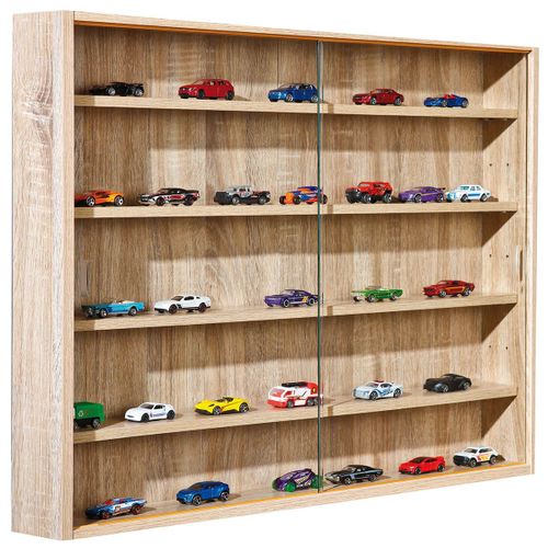 Collect - Vitrine Murale 5 Compartiments Aspect Chêne