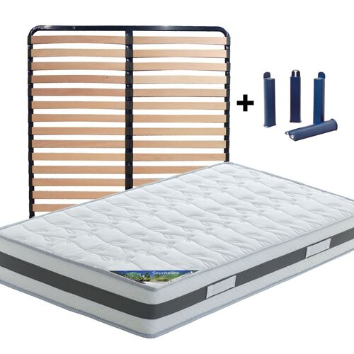 Seychelles - Pack Matelas + Lattes 120x190 + Pieds