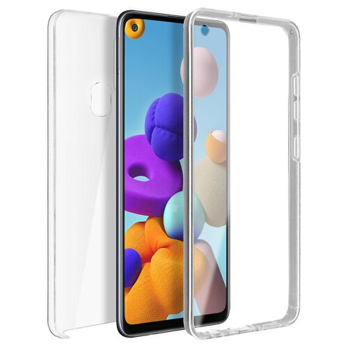 Coque 360 pour Galaxy A21s Souple à l'avant et rigide à l'arrière - Transparente