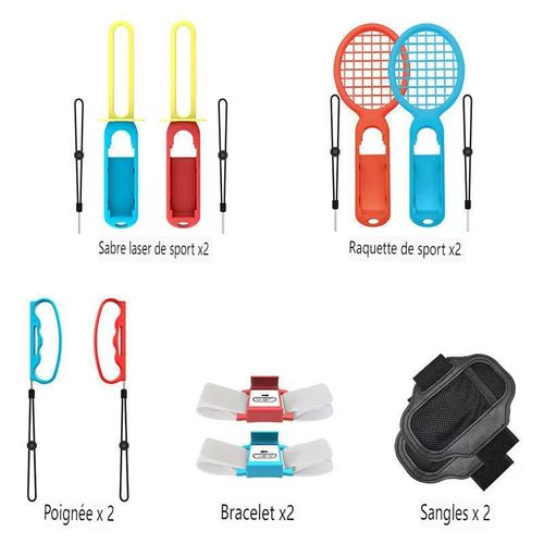 Conçu Pour Switch Sports 10-In-1 N-Switch Physical Sports Set Lightsaber Tennis Racket Wrist Strap With Boxing Grip