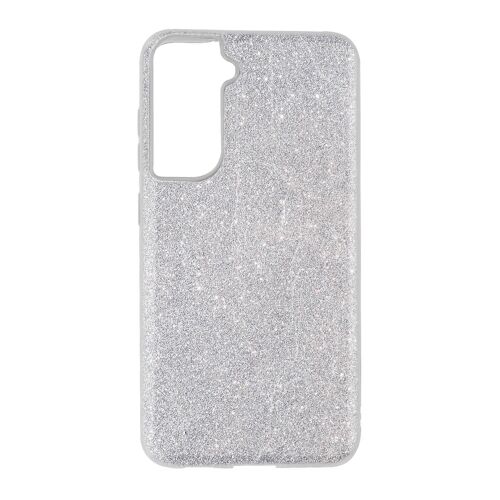 Coque S21 FE Paillette Feuille Amovible Silicone Semi-rigide Argenté