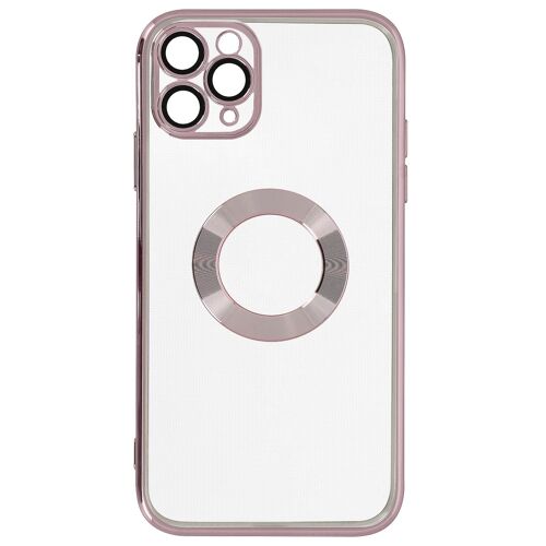 Coque iPhone 11 Pro Bloc Caméra Flexible Transparent Or Rose Chrome Contour