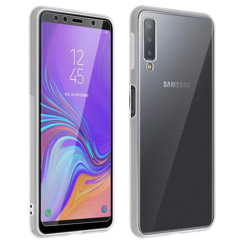 Coque Arrière + Film Verre Trempé Écran Galaxy A7 2018 - Transparent