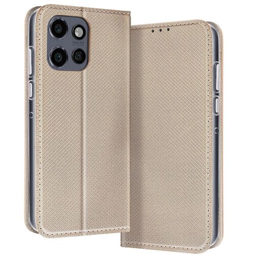 Étui pour porte-cartes à clapet et support vidéo Motorola Edge 50 Neo, or