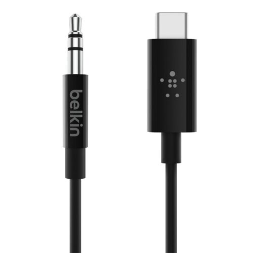 USB-C vers Jack 3.5mm Câble audio Son de haute qualité 90cm Belkin Noir