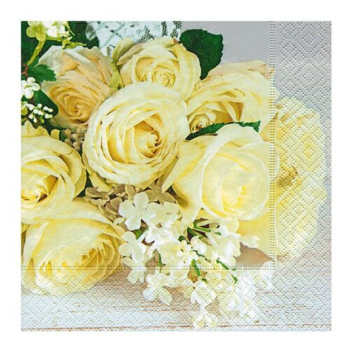 Lot 20 Serviettes en papier Roses de mariage 33 x 33cm