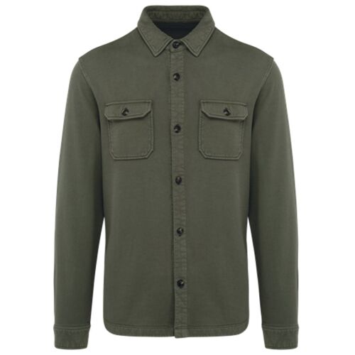 Surchemise Écoresponsable Délavée En Molleton Gratté - Homme - Pat521 - Vert Kaki