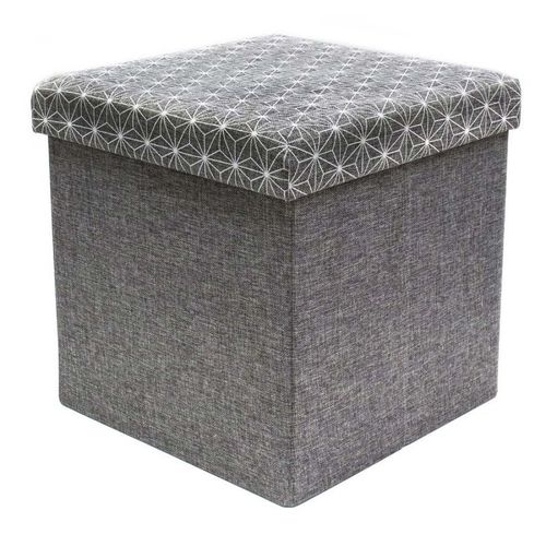 Paris Prix - Pouf Coffre Pliable À Motifs "Anto" 37cm Gris & Blanc