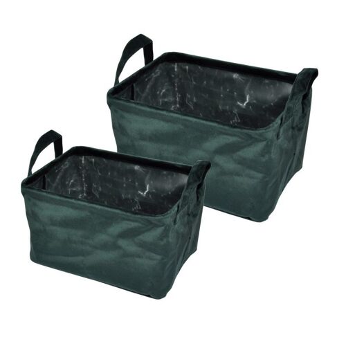 Lot de 2 Panières Rectangles "Velvet" 32cm Vert Foncé