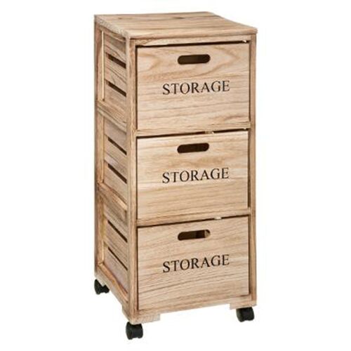 Meuble de Rangement "3 Tiroirs" 82cm Naturel