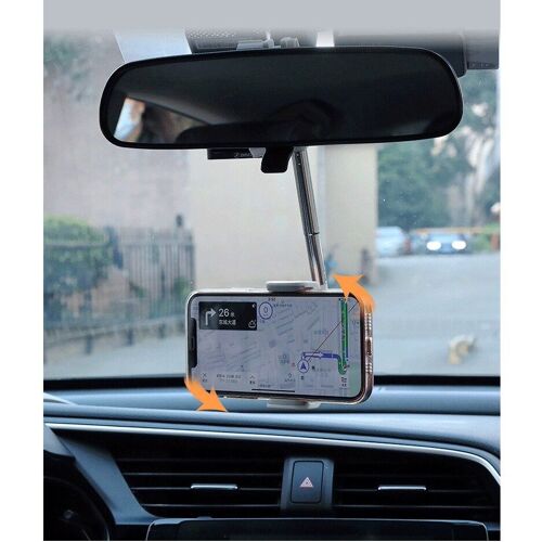 Support De Téléphone Portable Avec Rétroviseur Pour Voiture, 360 Degrés, Réglable, Pour Iphone 12, Gps, Siège