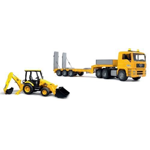 Bruder Camion De Transport Man Tga Avec Plateforme Et Tractopelle Jcb Midi Cx