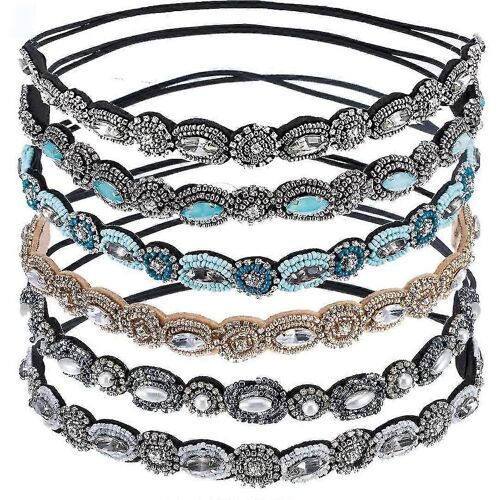 Bandeaux Élastiques 6 Pièces Strass Élastiques Bandeaux Élastiques Bohême Élastiques Bandeaux Avec Cristal Strass Bijoux Bandes Pour Femmes Accessoires De Cheveux - H