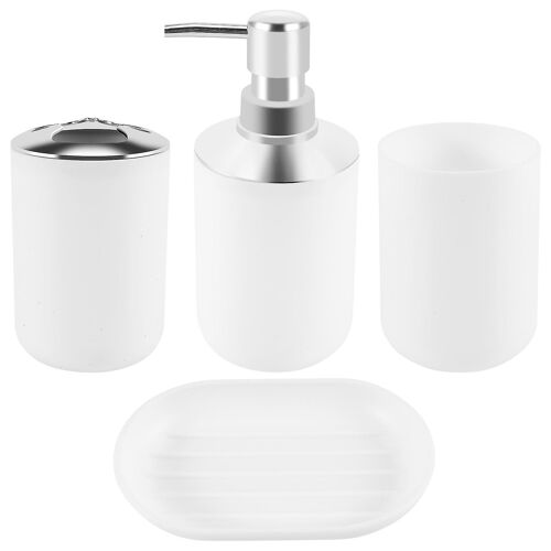 Ensemble d'accessoires de salle de bain en plastique de 4 pièces, ensemble d'accessoires de brosse de toilette de bain avec porte-brosse à dents, dent