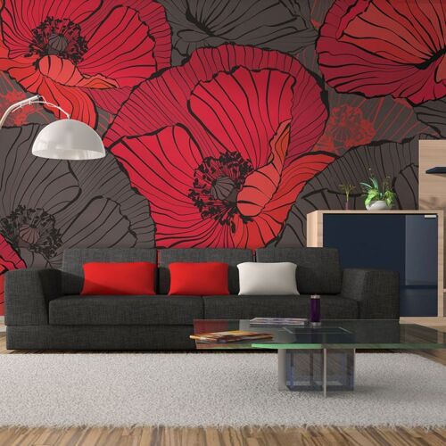 Papier Peint "Coquelicots Plissés" 270x450cm