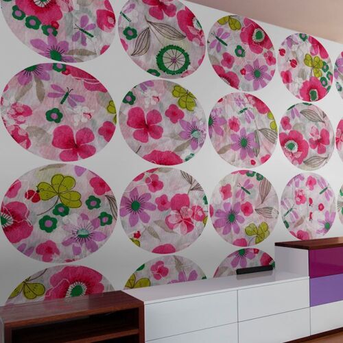 Papier Peint "Pink Meadow Circle" 50x1000cm