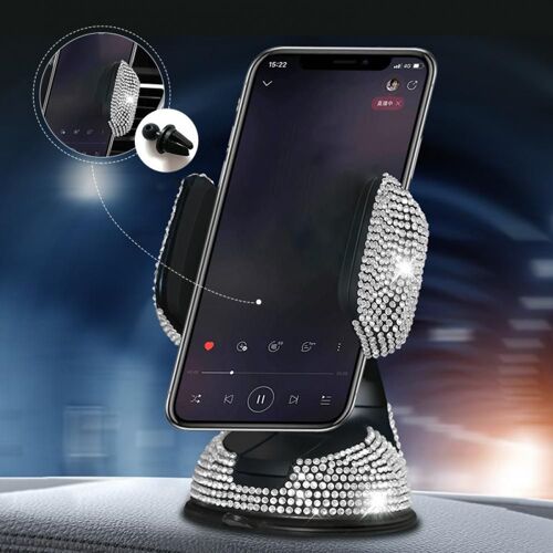 Support De Téléphone Mobile Rotatif À 360 Degrés En Strass Décoratifs, Pour Tableau De Bord De Voiture, Pour Suv
