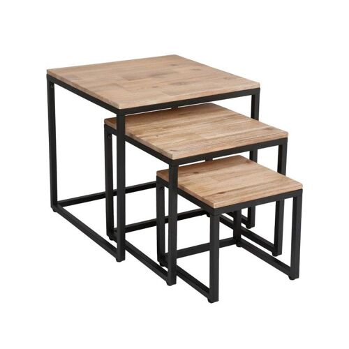 Lot de 3 Tables d'Appoint Gigognes "Edena" 50cm Naturel