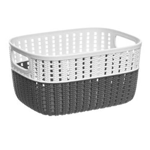 Panier de Rangement "Bicolore" 3,5L Blanc & Gris