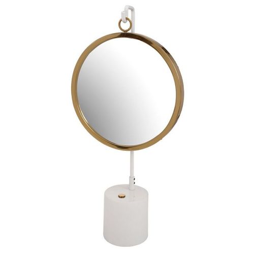 Miroir à Poser Rond "Eleganca" 65cm Blanc & Or