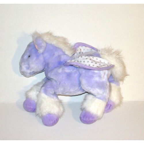 Cheval Ailé Style Pegase Peluche Doudou Cheval Mauve Blanc Brillant