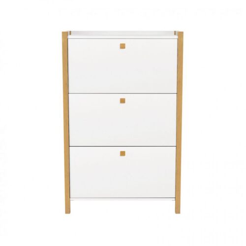 Meuble à Chaussures 3 Compartiments "Hannover" 121cm Blanc