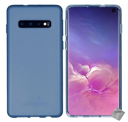 Housse etui coque pochette silicone gel fine pour Samsung Galaxy S10+ Plus + film ecran - BLEU