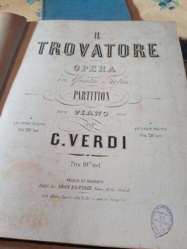 Il Trovatore Verdi Livre Partition Piano Solo Rare Ancien 