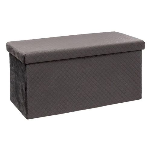 Pouf & Coffre De Rangement "Velours" 76cm Gris