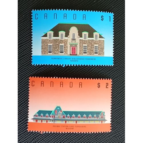 Timbre Canada Y T 1094 / 1095 Séries : 1988-93 : Architecture , 1989 ( 080909 )