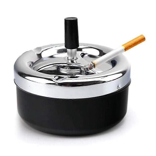 Nettoyage automatique Cendrier rotatif Grand métal avec couvercle, noir