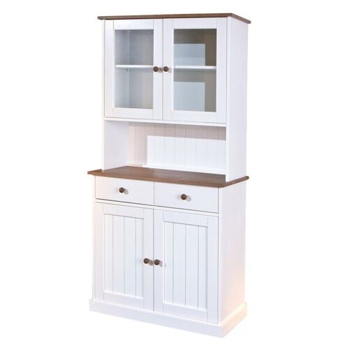 Vaisselier 4 Portes "Takao" 90cm Blanc & Naturel