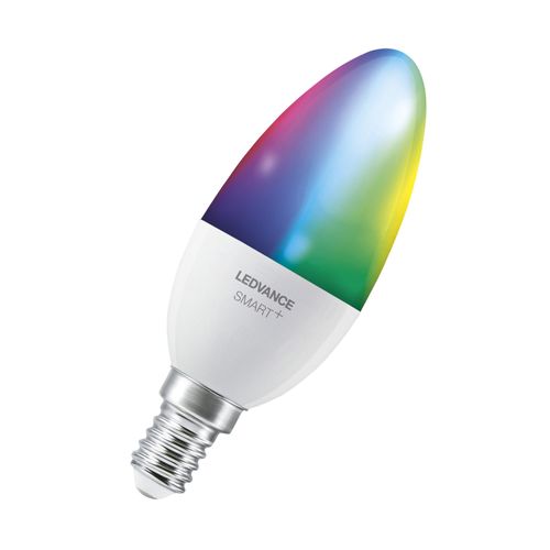 Ledvance Lampe Led Intelligente Avec Technologie Wifi, Douille E14, Dimmable, Couleur De La Lumière Variable (2700-6500k), Couleurs Rvb Modifiables, Remplacement 40w, Bougie Smart+ Wifi, Paquet De 1