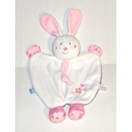 Doudou Lapin Blanc Rose Sucre D'orge