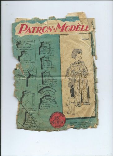 Patron Modèle Aux 3 Dés Rouges Pyjama Garçonnet 5 À 7 Ans N°100 309